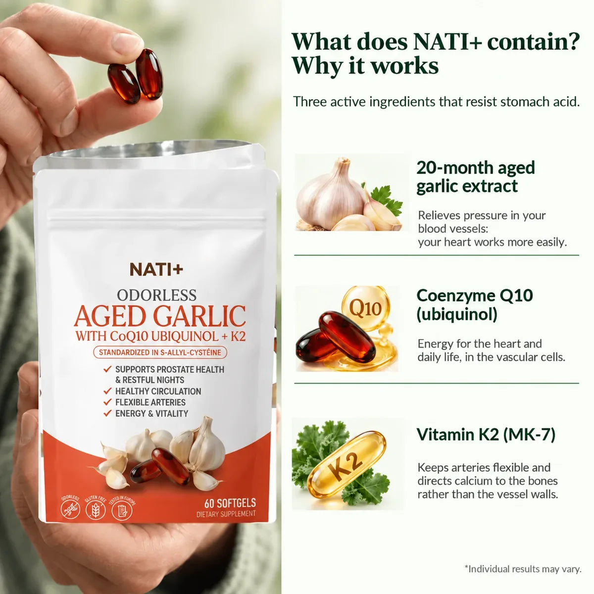 [en] What NATI+ Aged Garlic contains and why it works