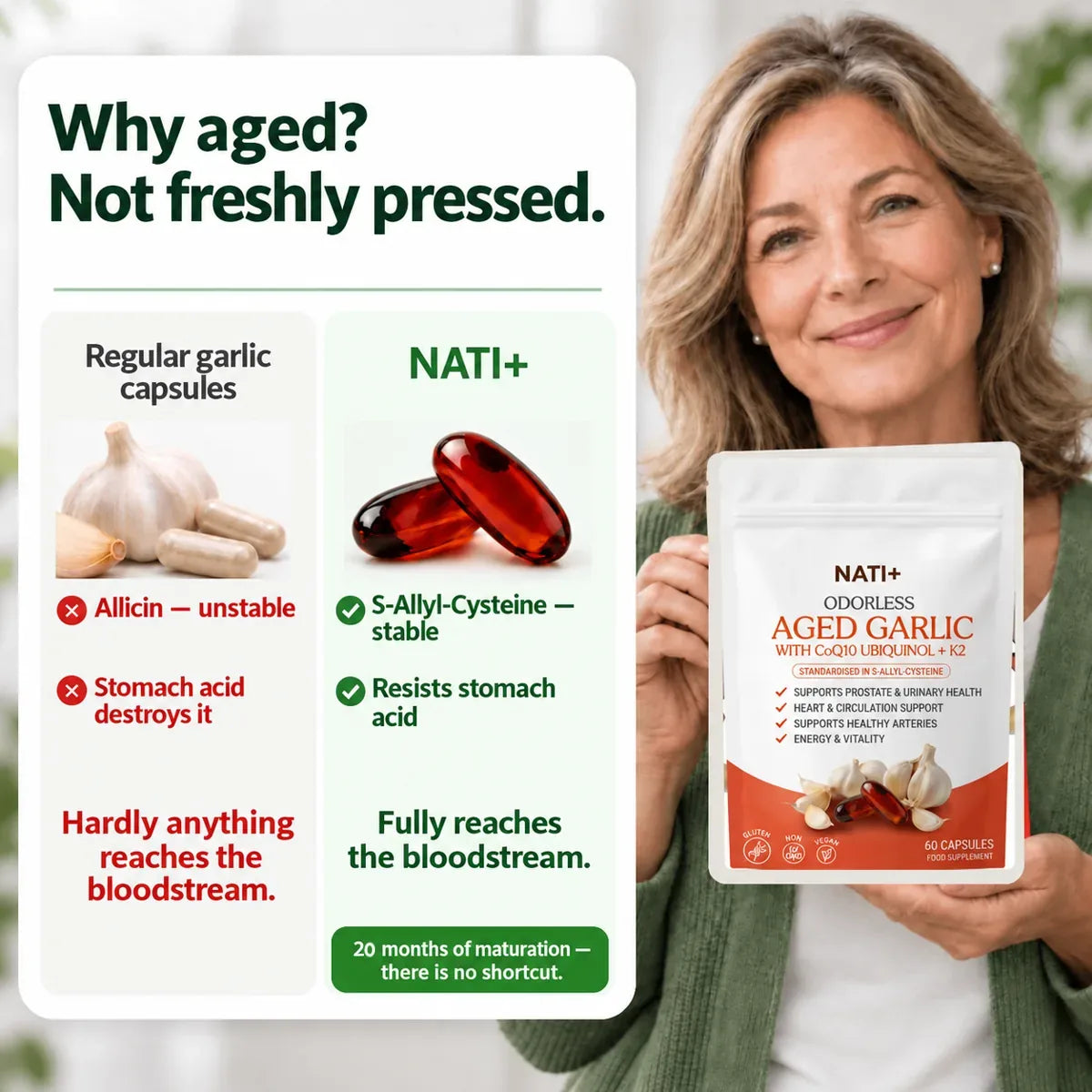 [en] Why aged garlic, not freshly pressed